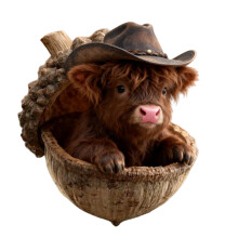 2026 Στολίδι βελανιδιού Highland Cow, 2D επίπεδη ακρυλική κρεμαστή διακόσμηση με αγελάδα,