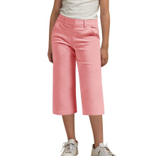 Calça Capri Infantil Uniforme Escolar com Cintura Elástica, Calça Curta Estilo Casual com Bolsos, Rosa, Tamanho 8-9 Anos
