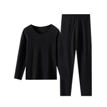 asdoklhq Thermisch ondergoed voor dames, casual effen trui met ronde hals, hoge elasticiteit, warmhoudend ondergoedsets, zwart M