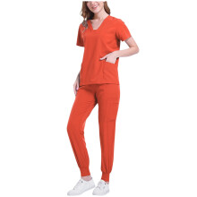 Black scrubs set for women solid color loose fit L