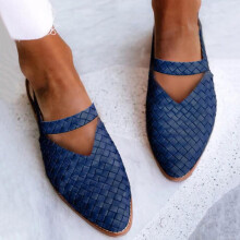 Scarpe basse a punta da donna, scarpe casual intrecciate, sandali comodi e tinta unita, sandali da passeggio da donna, sandali da passeggio da donna