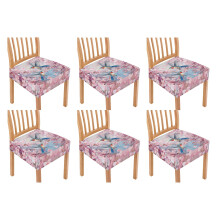 Juego de 6 fundas para sillas con diseño de colibríes y flores de cerezo, fundas suaves para sillas de comedor/cocina, color rosa – Compatibles