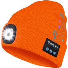 Berretto Bluetooth con luce LED, lampada frontale ricaricabile, berretto musicale, regalo per uomo e donna