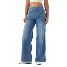 Dámské světle modré džíny s vysokým pasem a rovnými nohavicemi, strečové – kalhoty Bootcut Denim, vhodné pro všechny typy postav