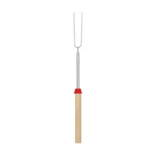 Spiedino per barbecue estensibile, forchetta per hot dog in acciaio inossidabile con manico ergonomico in legno, utensili da griglia telescopici a 12