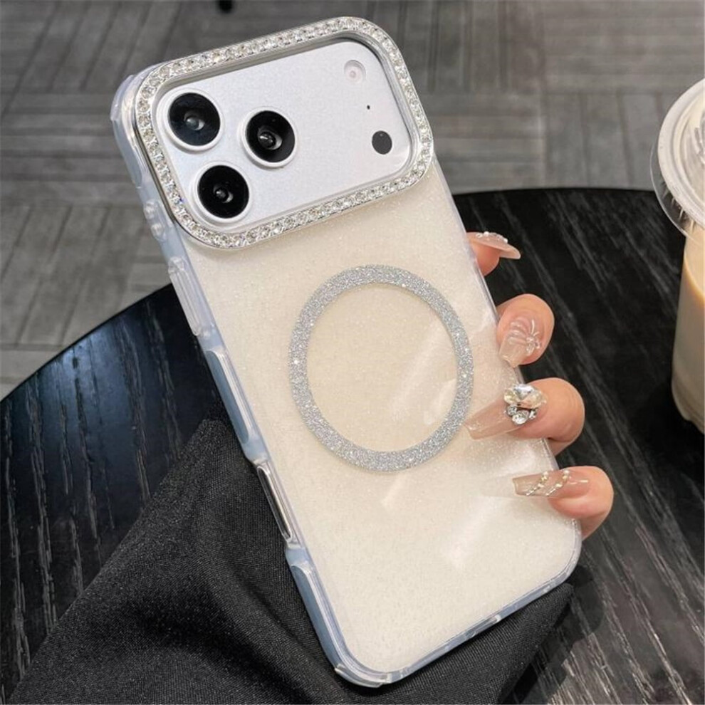 Beige Semi-Transparent Glitter Magsafe Case For Iphone 17 Pro – Round Edged, Shockproof, Anti-Fingerprint Cream 9482726177388