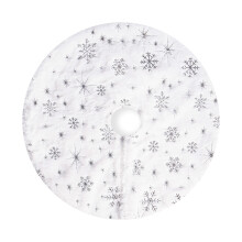 Jupe de sapin de Noël en fausse peluche blanche avec flocons de neige à paillettes dorées, 38 cm (15 pouces), compatible avec les mini sapins