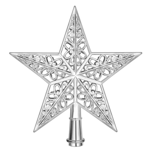 Silver Christmas Tree Star Topper Plastic 1 Piece