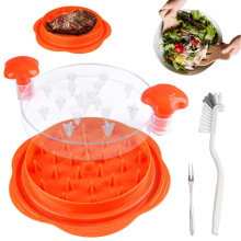 Desmenuzadora de pollo profesional de 25 cm con cepillo y tenedor – Libre de BPA, antideslizante, mango ergonómico, compatible con cerdo, ternera