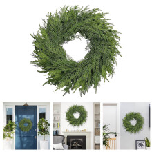 Guirlanda de Natal artificial exuberante de 56 cm (22"), guirlanda realista de cedro para janelas e paredes internas e externas – compatível com