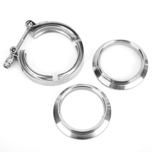 Abraçadeira de escapamento tipo V para ajuste de desempenho, abraçadeira tipo V de 2,5 polegadas em aço inoxidável 304 com flanges planas, 2