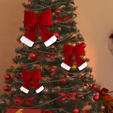 Samt-Weihnachtsschleife – Rot, tragbare Weihnachtsbaum-Schleife, 1 Stück (klein)