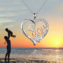 Collana regalo per la mamma da figlia/figlio – Ciondolo a forma di cuore "Ti amo per sempre" con strass, gioielli per compleanno e festa della