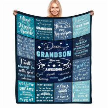 Geschenkdecke für den Enkel (127 x 152 cm) – Geburtstags-, Abschluss- oder Erinnerungsdecke von Oma und Opa
