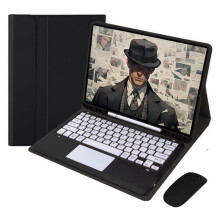 Slankt Smart Stand-tastaturcover kompatibelt med iPad Air 5./4. generation 10,9", aftageligt tastatur og mus, touchpad, penholder, automatisk dvale