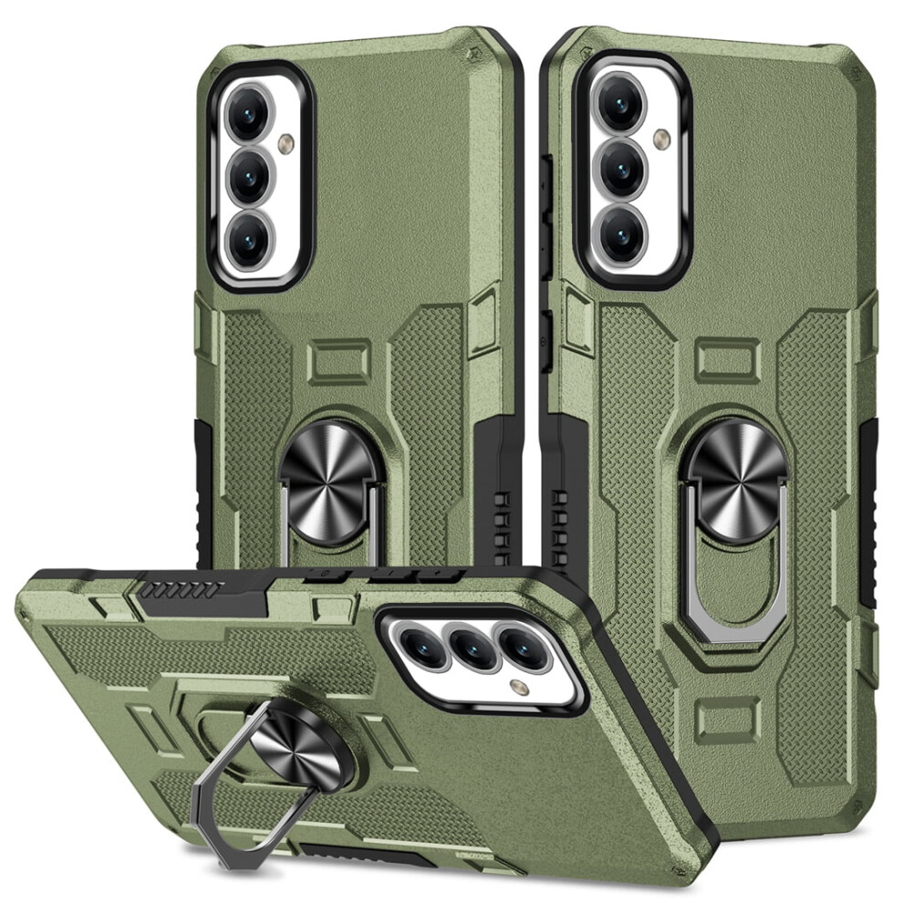 Rugged Defender Case For Samsung Galaxy A14 5G (6.6") – Anti-Drop, Non-Slip, Ring Holder & Kickstand, Compatible With Samsung A14 5G Green 9482726178217