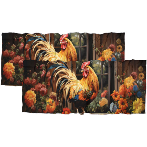 Ρουστίκ σκαμπό παραθύρου Rooster Window Valance 54x18in, σε στυλ αγροικίας με κοτόπουλα και