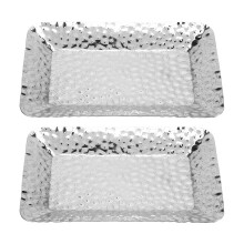 2er-Pack Edelstahl-Handtuch- und Geschirrablage – Elegantes silbernes rechteckiges Servier- und Aufbewahrungssystem für Küche, Bad und Wohnräume