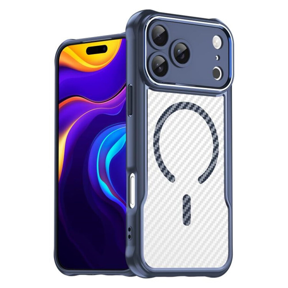 Carbon Fiber Magnetic Case For Iphone 17 Pro MaxâMagsafe Compatible, Translucent Matte, Anti-Fingerprint, Slim Shockproof, Blue 9482726175926