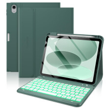 Tastaturetui til iPad 10. generation 2022 (10,9") – 7-farvet baggrundsbelyst, magnetisk, trådløs, aftagelig, tynd, let, blyantholder, lyserød