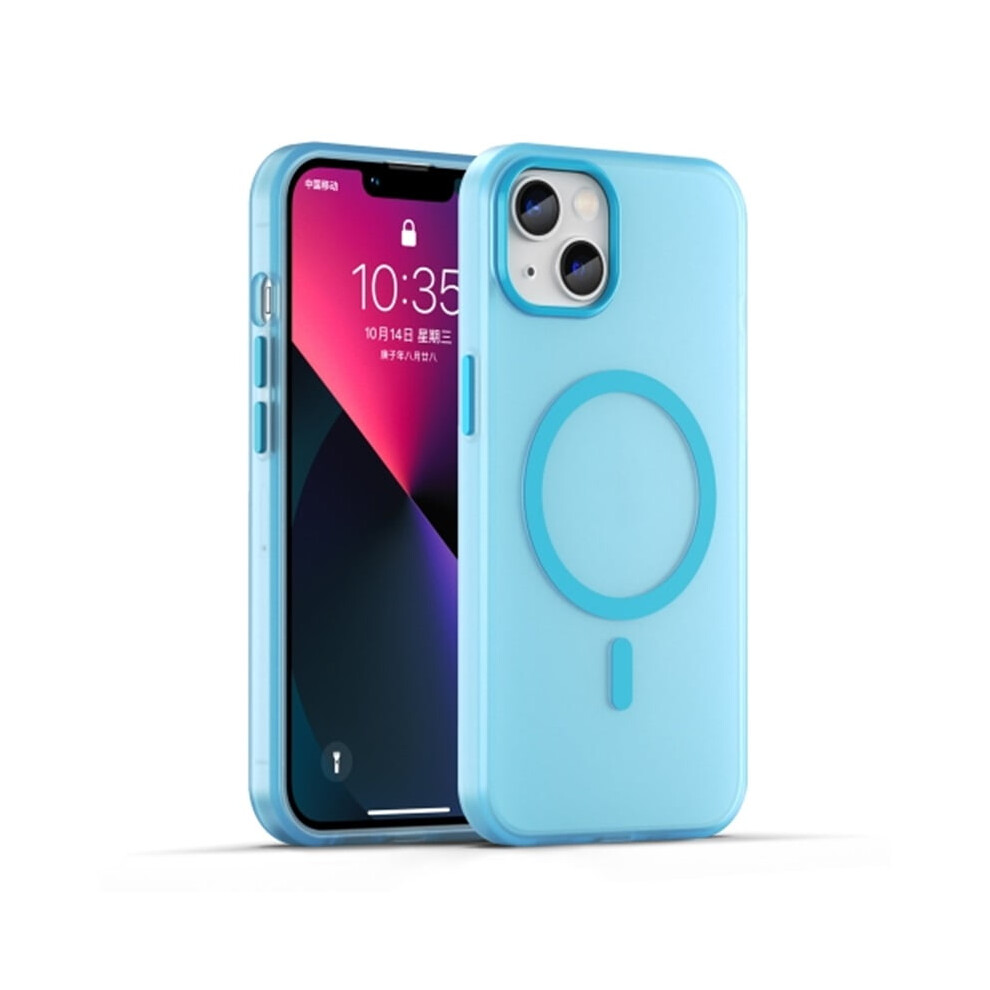 For Compatible With Iphone 13 Magsafe Frosted Translucent Tpu + Pc Full Coverage Phone Case,,For Compatible With Iphone 13 Blue 9482726179481