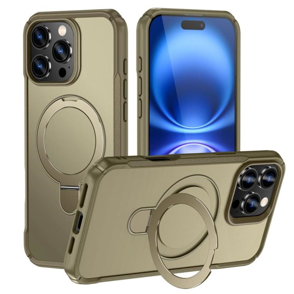 Magnetic Case For Iphone 16 Pro 6.3", Magsafe Compatible, Mil-Grade Shockproof With Invisible Stand & Ring Holder, Khaki 9482726177777