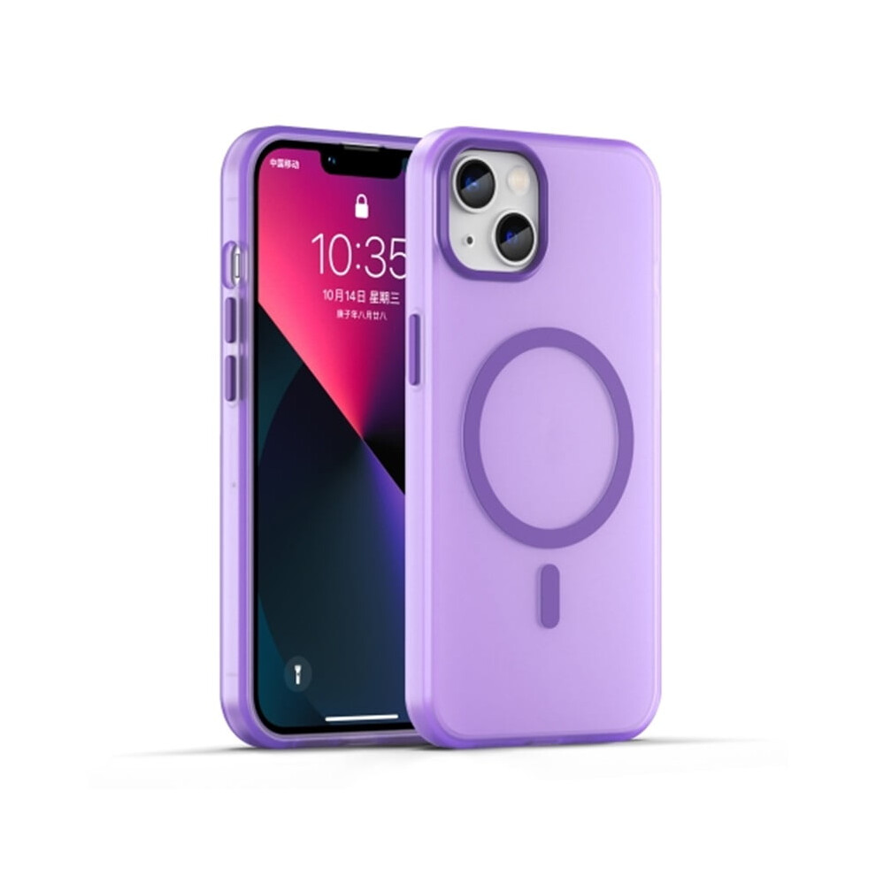 For Compatible With Iphone 13 Magsafe Frosted Translucent Tpu + Pc Full Coverage Phone Case,,For Compatible With Iphone 13 Purple 9482726180333