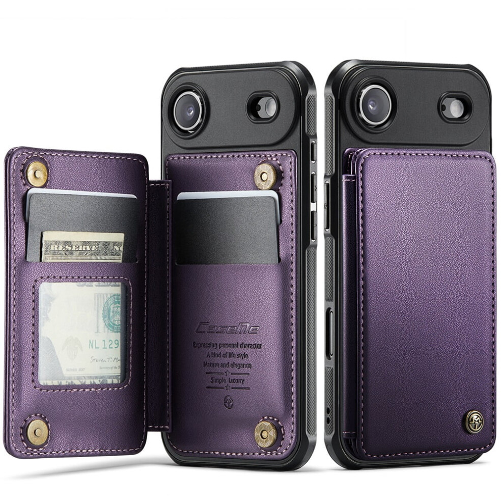 Caseme Leather Wallet Case For Compatible With Iphone Air 6.5-Inch – Rfid Blocking, Magnetic Clasp, Kickstand, Shockproof, Purple 9482726179825