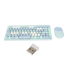 Ergonomic Design Wireless Keyboard And Mouse, Multimedia Hot Keys, Retro Typewriter Inspired Keycaps, Automatic Power Saving Mode, Stable Connections