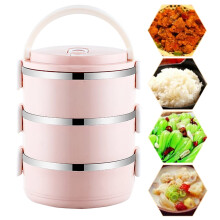 Boîte à bento empilable à 3 compartiments étanche, 670 ml, compatible micro-ondes, boîte à lunch ronde et portable pour adultes – Rose