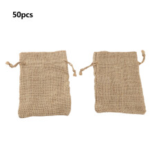 Sac cadeau rustique en lin naturel, option écologique pour mariages, Noël, fêtes et usage quotidien (50 pièces)