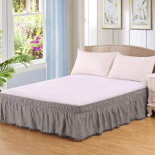 Antislip kanten bedrok 39,37 x 74,8 inch met elastische overhang, bedrok in hotelstijl, geschikt voor thuis, hotel en springmatrassen.