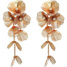Flower Dangle Drop Earrings for Women – Long Tassel Statement Earrings, Chunky Gold Jewelry
