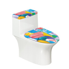 Protège-siège de toilette élastique extensible, motif abstrait coloré à motifs de pinceaux