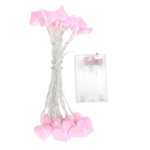 Romantic Heart-Shaped String Lights, 20Pink LED Hearts with Timer for Safe, Energy-Saving Decoration, Perfect for Weddings, Birthday Celebrations,