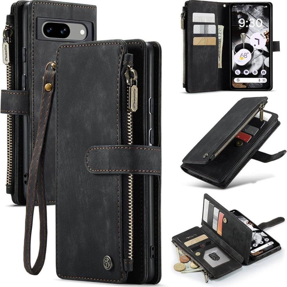Caseme Wallet Case For Google Pixel 8A Â Pu Leather, Magnetic Flip, Lanyard Strap, Zipper Card Holder, Compatible With Pixel 8A 6.1" 9327961779792