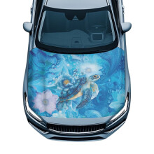 Boho Turtle Car Hood Cover, Universal Fit, Waterproof Polyester, Elastic Fabric – Compatible with Most SUVs, Sedans, Trucks, Pickups