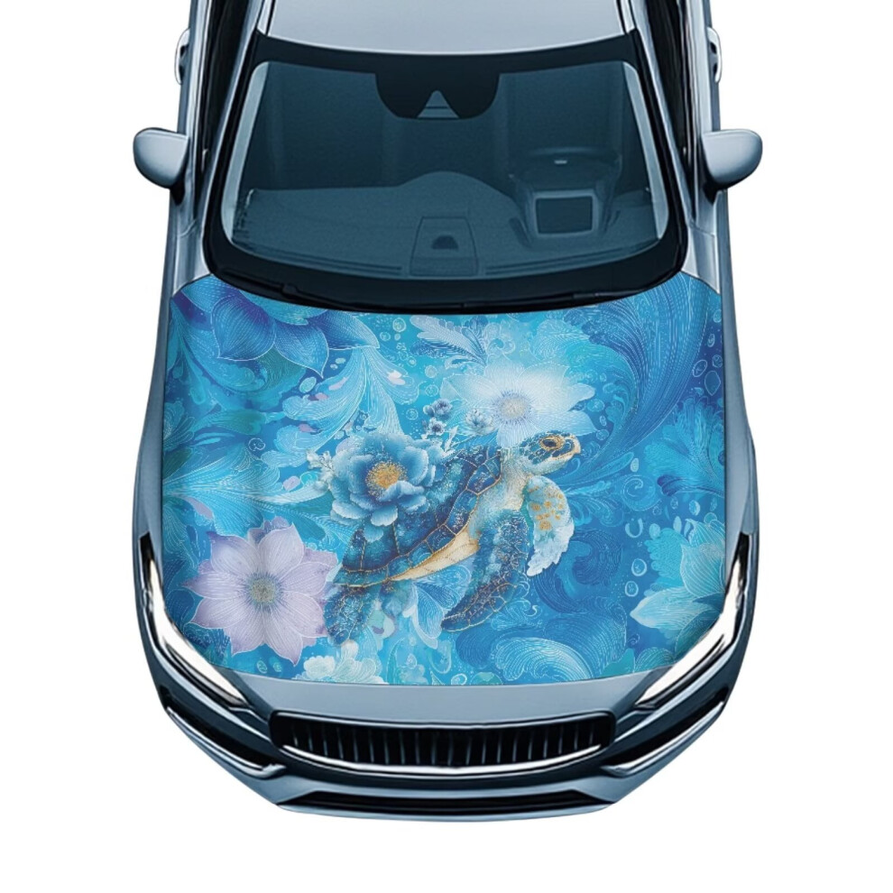 Boho Turtle Car Hood Cover, Universal Fit, Waterproof Polyester, Elastic Fabric Â Compatible With Most Suvs, Sedans, Trucks, Pickups 9193271135913