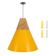 Wood Pendant Lighting, Scandinavian Style Pendant Lights for Wide Application, Easy Installation and High Strength Aluminum (Adjustable Height)