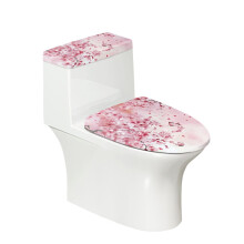 Housse de siège de toilette à fleurs de cerisier (2 pièces) extensible avec bord élastique, idéale pour les hôtels et la maison.