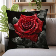 Funda de almohada de terciopelo rosa negra de 45 x 45 cm, funda decorativa para sofá/coche/hogar, tejido suave, decoración elegante para el hogar,