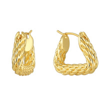Twisted Hoop Earrings Women Gold Plated 2 pcs