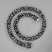 Link Chain Mens Iced Out Miami Cuban Necklace Silver/Gold Bling Diamond Hip Hop Jewelry for Men