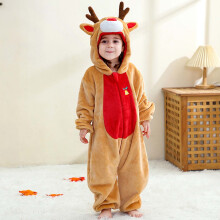 Cozy Fleece Animal Costume Romper for Boys & Girls Long Sleeve One-Piece Pajamas with Snap Closure Soft Warm Outfit for Kids Playtime & Sleepwear