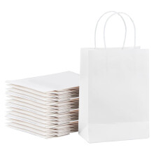 Sacs en papier brun avec poignées, 14,7 x 8,1 x 21 cm, lot de 50 – sacs cadeaux, de vente au détail, de fête et de courses
