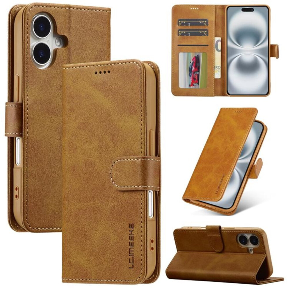 Lc.imeeke Pu Leather Flip Folio Case For Iphone 17 Â Magnetic Closure, Card Slot, Kickstand, Shockproof, Yellow 9353595691735