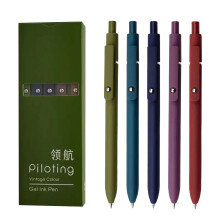 Lot de 5 stylos à gel rétractables, stylo roller à encre gel noire à séchage rapide et pointe fine pour une écriture fluide