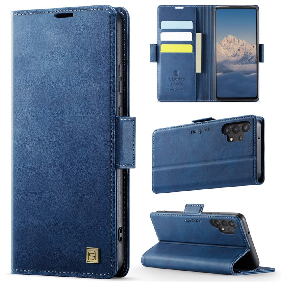 Autspace Magnetic Wallet Phone Case For Samsung Galaxy A32 5G Â Shockproof Flip Leather Case With Card Holder, Blue 9353595691810