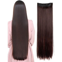 Black Extra Long Straight Hair 5-Clip Ponytail Extension, 20–40 Inches, Compatible with All Hair Types