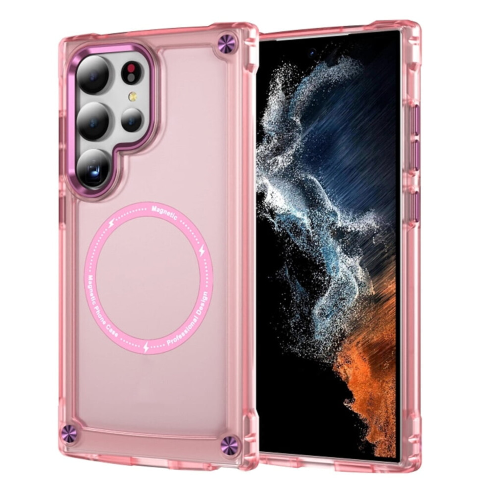 Shockproof Slim Magnetic Case For Samsung Galaxy S24 Ultra 6.8" Â Magsafe Compatible, Translucent Matte Pink 9353595693692